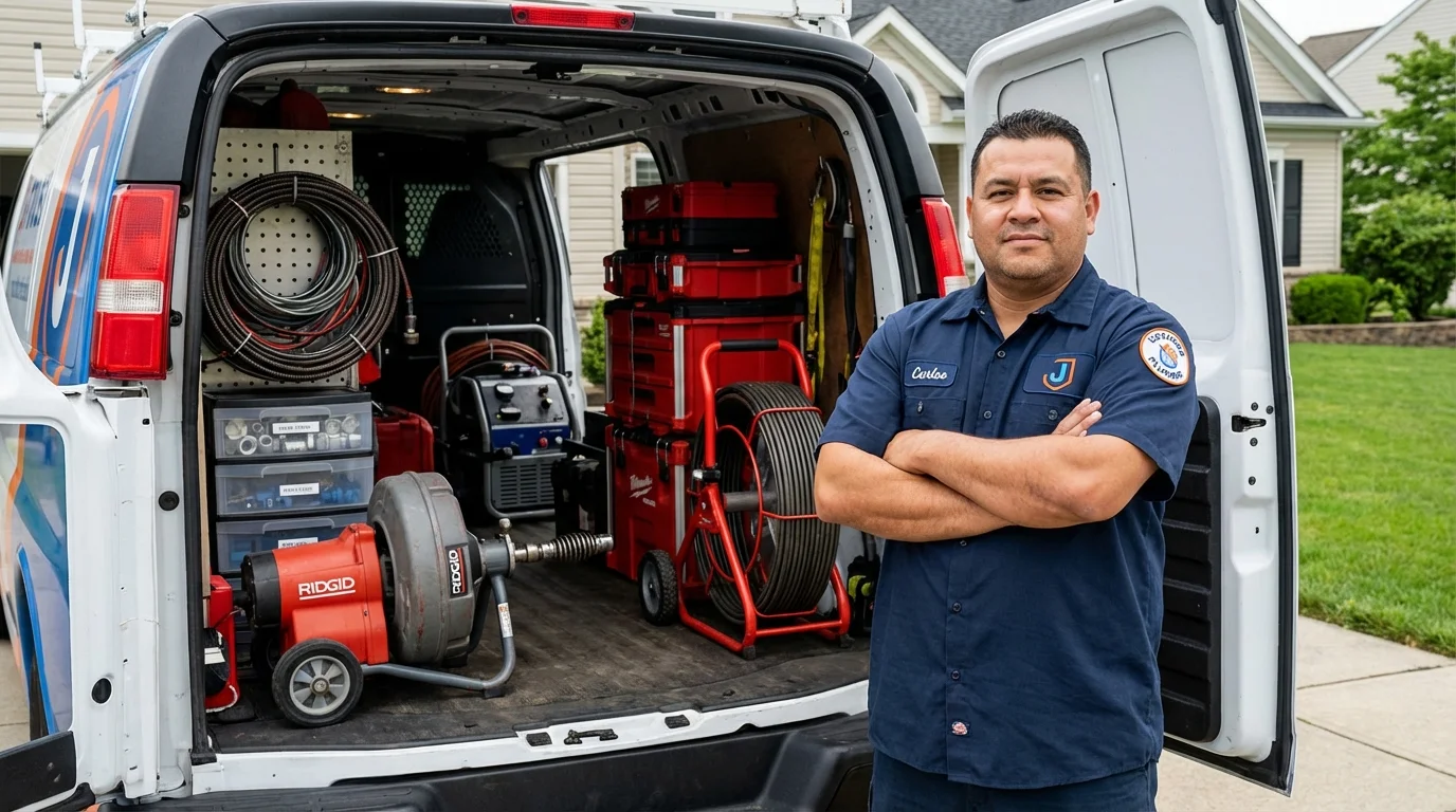 Professional drain cleaning equipment and Johns Plumbing LLC plumber in Saraland