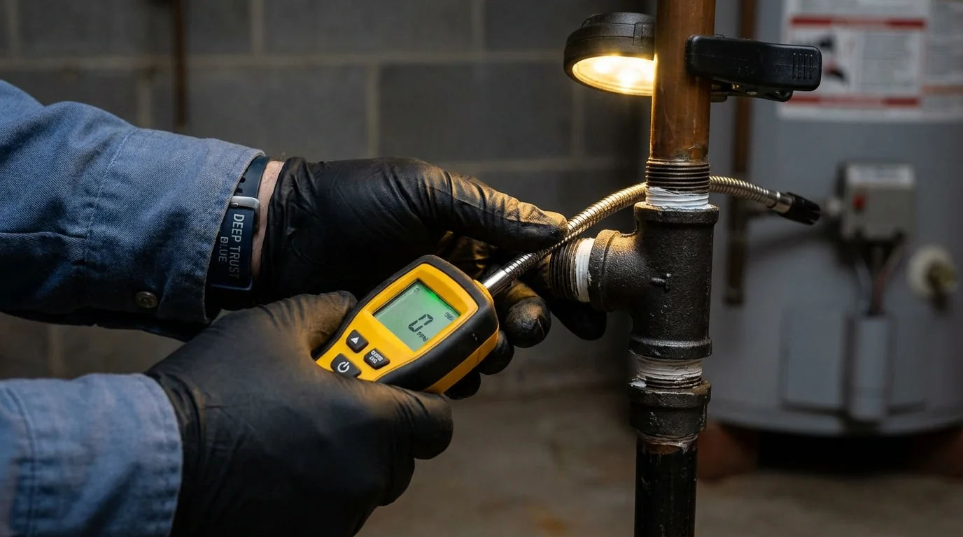 Gas leak detection with electronic sniffer by Johns Plumbing LLC in Saraland