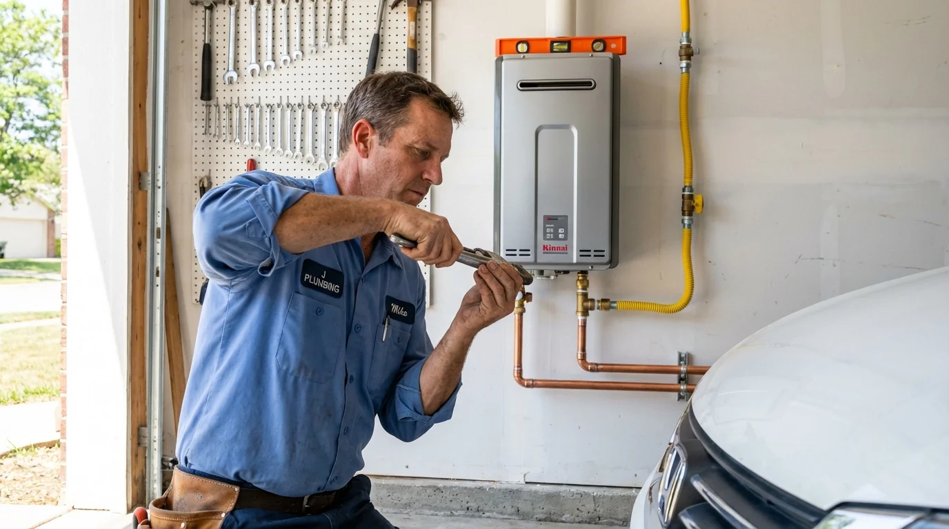 Tankless water heater installation by a Johns Plumbing LLC plumber in Saraland
